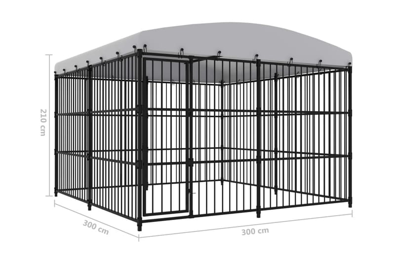 Utendørs hundegård med tak 300x300x210 cm - Svart - Hundemøbler - Hundehus & hundegård