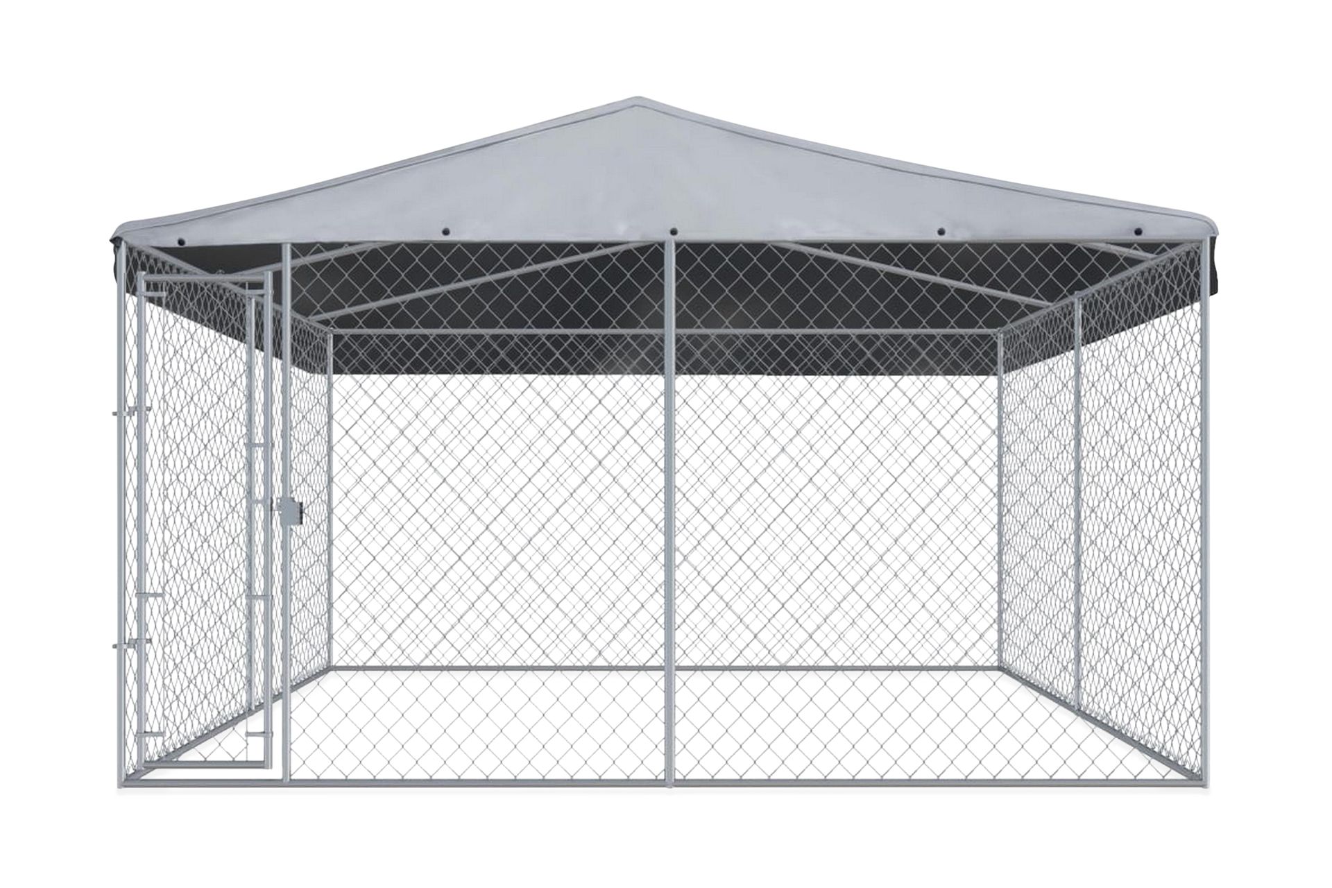 Utendørs hundegård med tak 382x382x225 cm - Sport & fritid - Til dyrene - For hund - Hundemøbler