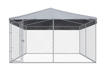 Utendørs hundegård med tak 382x382x225 cm - Sport & fritid - Til dyrene - For hund - Hundemøbler