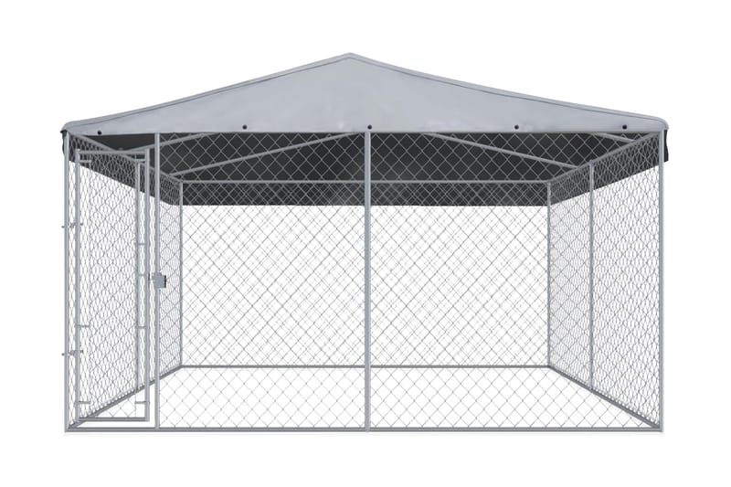 Utendørs hundegård med tak 382x382x225 cm - Sport & fritid - Til dyrene - For hund - Hundemøbler