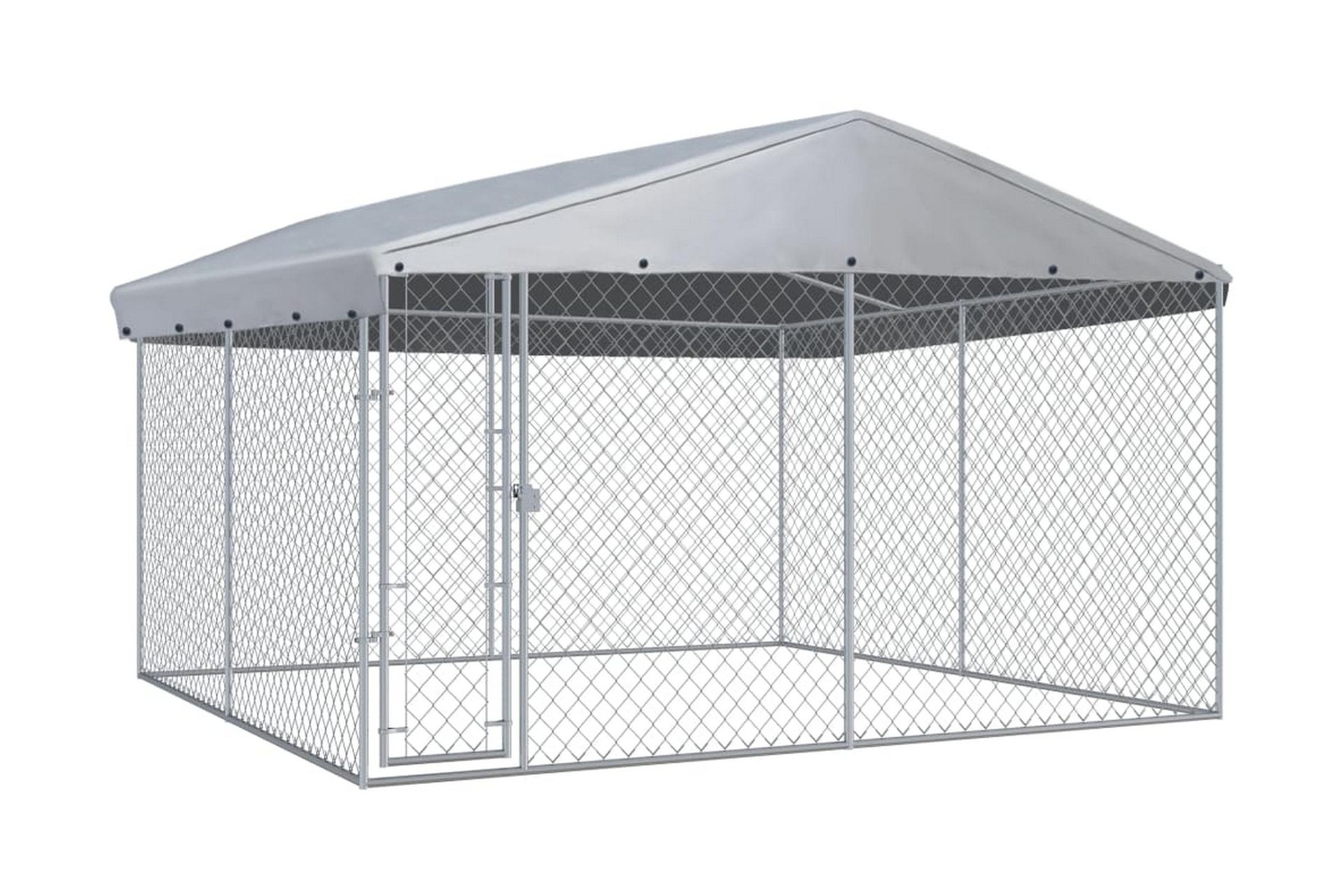 Utendørs hundegård med tak 382x382x225 cm - Sport & fritid - Til dyrene - For hund - Hundemøbler