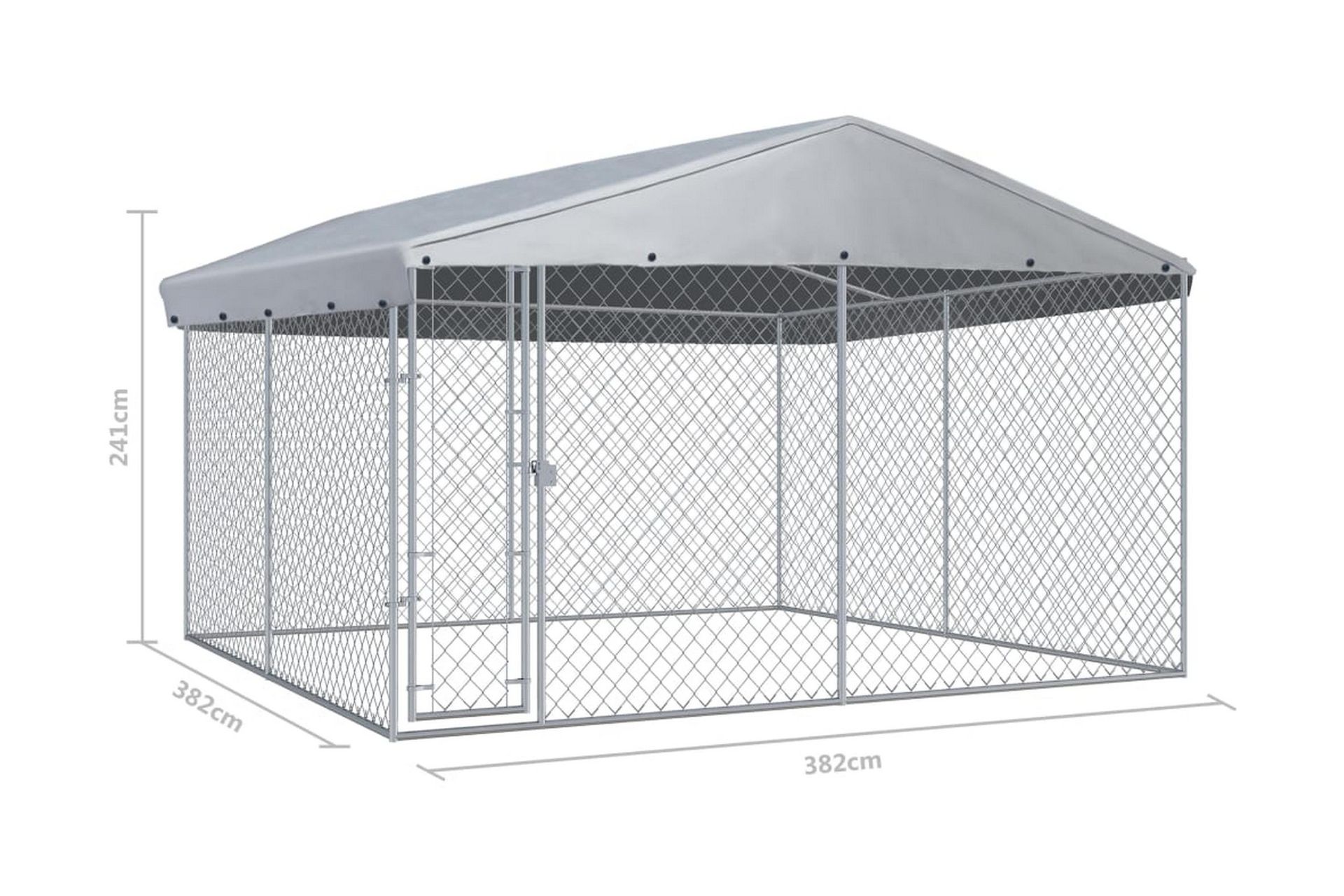 Utendørs hundegård med tak 382x382x225 cm - Sport & fritid - Til dyrene - For hund - Hundemøbler
