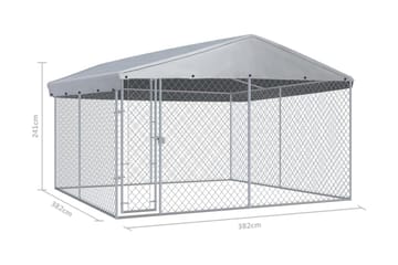 Utendørs hundegård med tak 382x382x225 cm - Sport & fritid - Til dyrene - For hund - Hundemøbler