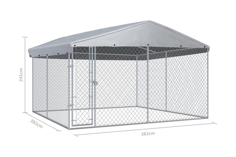 Utendørs hundegård med tak 382x382x225 cm - Sport & fritid - Til dyrene - For hund - Hundemøbler