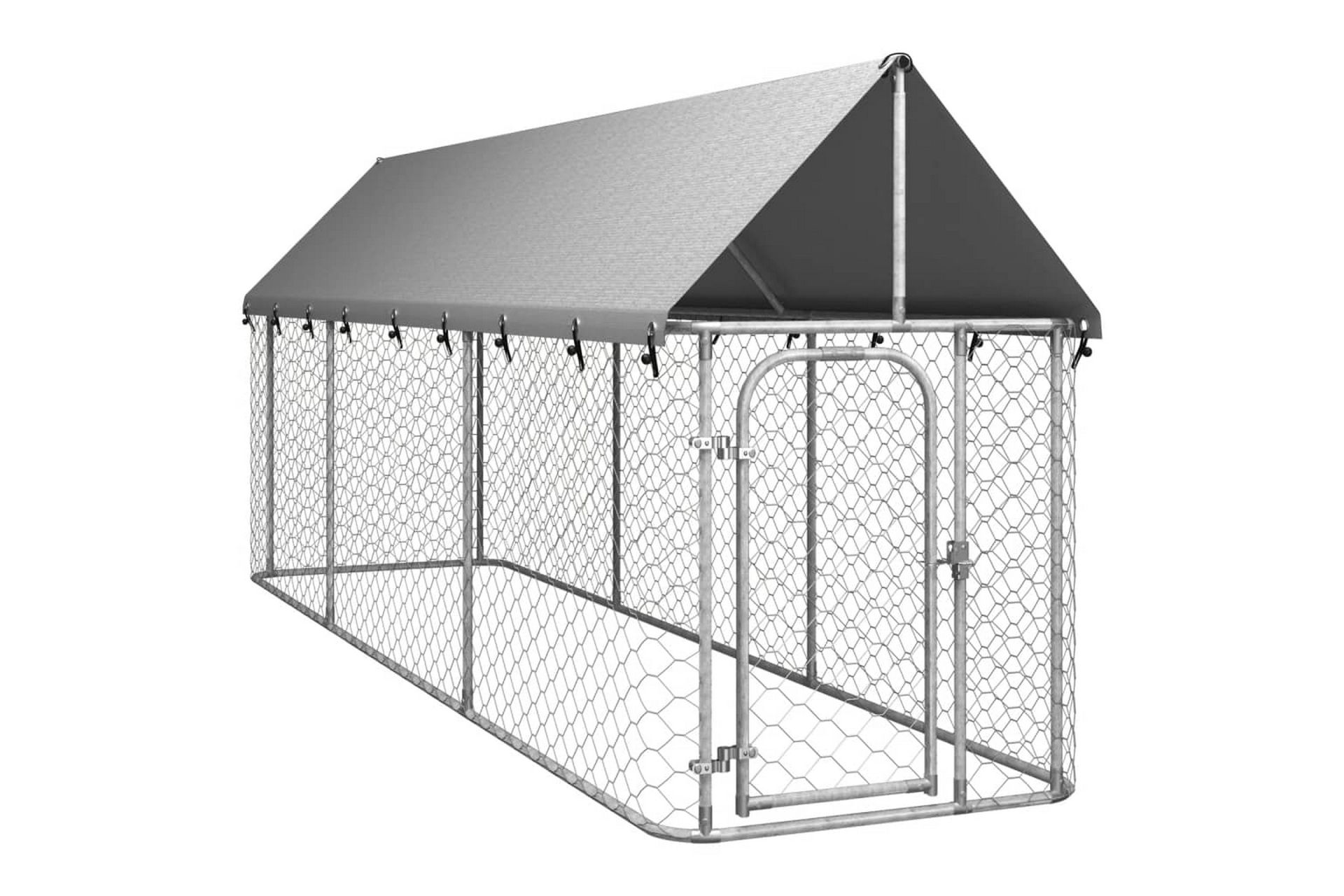 Utendørs hundegård med tak 400x100x150 cm - Silver - Sport & fritid - Til dyrene - For hund - Hundemøbler