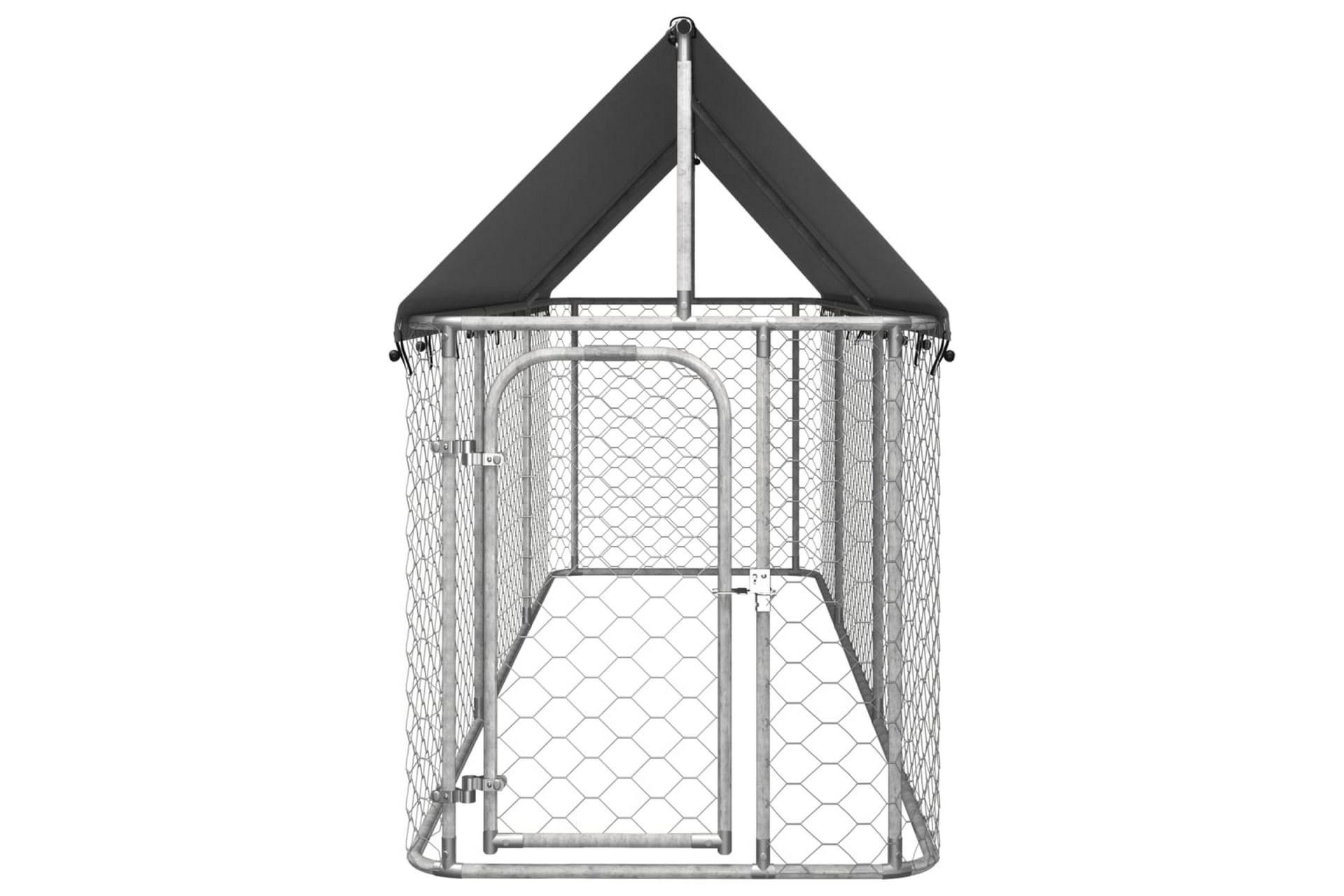 Utendørs hundegård med tak 400x100x150 cm - Silver - Sport & fritid - Til dyrene - For hund - Hundemøbler