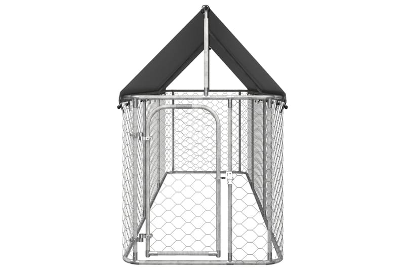 Utendørs hundegård med tak 400x100x150 cm - Silver - Sport & fritid - Til dyrene - For hund - Hundemøbler