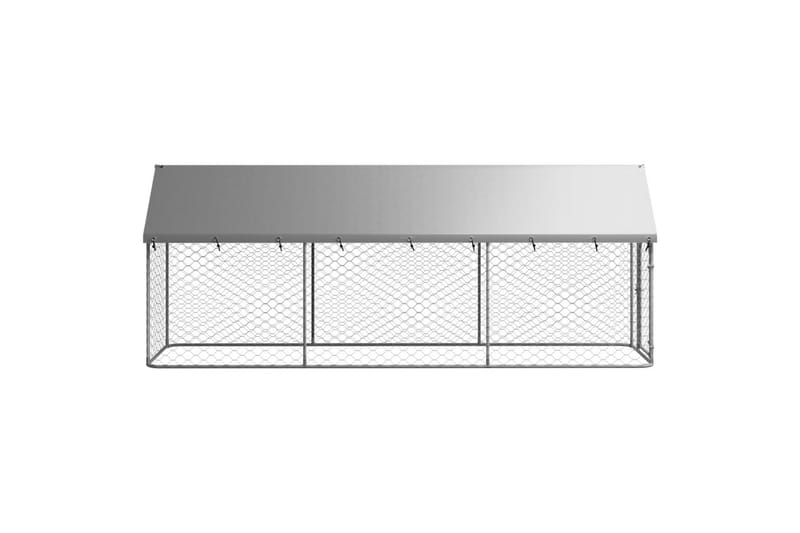 Utendørs hundegård med tak 400x100x150 cm - Silver - Hundemøbler - Hundehus & hundegård