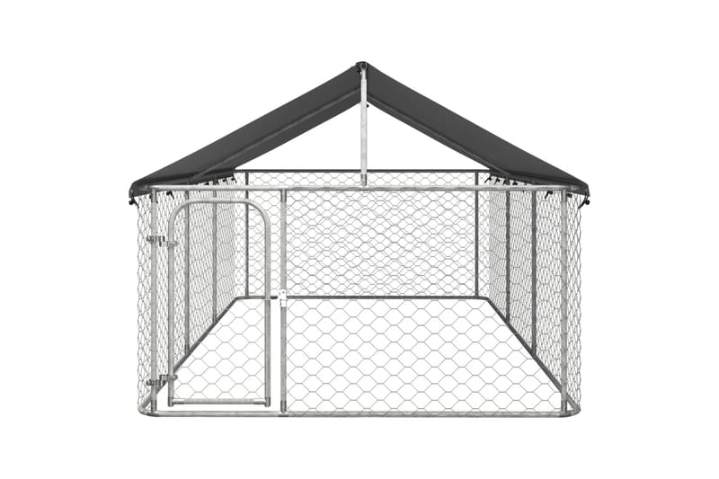 Utendørs hundegård med tak 400x200x150 cm - Silver - Sport & fritid - Til dyrene - For hund - Hundemøbler