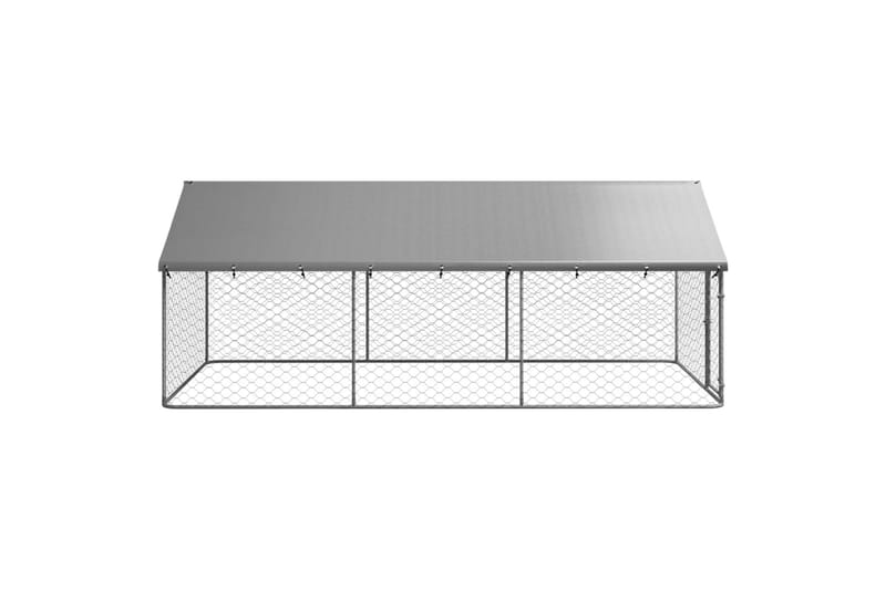 Utendørs hundegård med tak 400x200x150 cm - Silver - Sport & fritid - Til dyrene - For hund - Hundemøbler