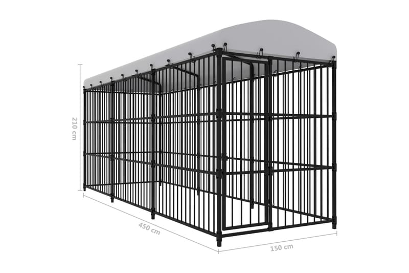 Utendørs hundegård med tak 450x150x210 cm - Svart - Sport & fritid - Til dyrene - For hund - Hundemøbler