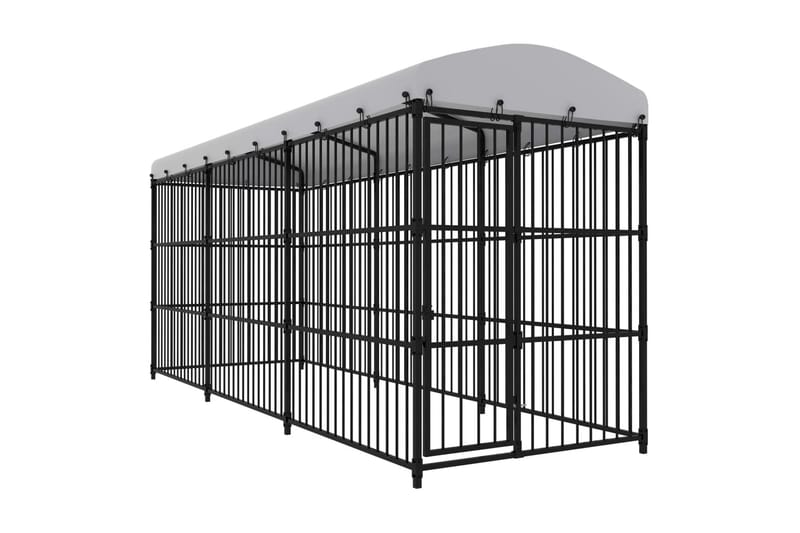 Utendørs hundegård med tak 450x150x210 cm - Svart - Sport & fritid - Til dyrene - For hund - Hundemøbler