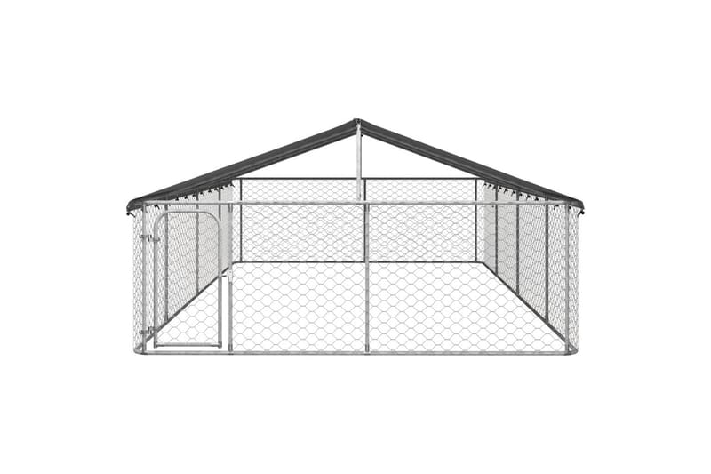 Utendørs hundegård med tak 600x300x150 cm - Silver - Sport & fritid - Til dyrene - For hund - Hundemøbler