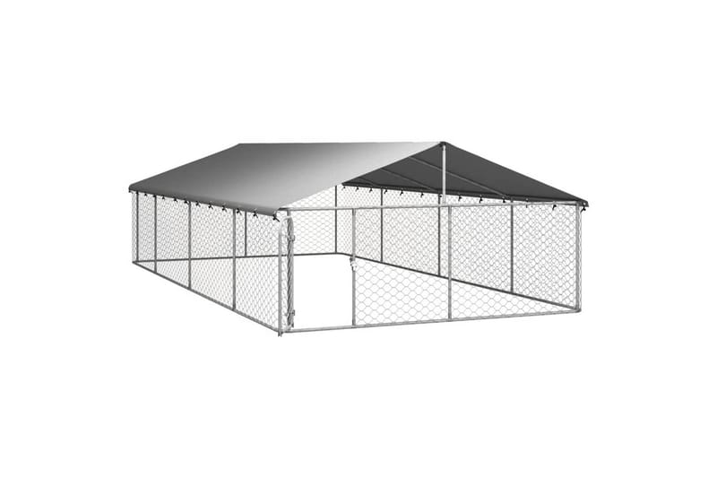 Utendørs hundegård med tak 600x300x150 cm - Silver - Sport & fritid - Til dyrene - For hund - Hundemøbler