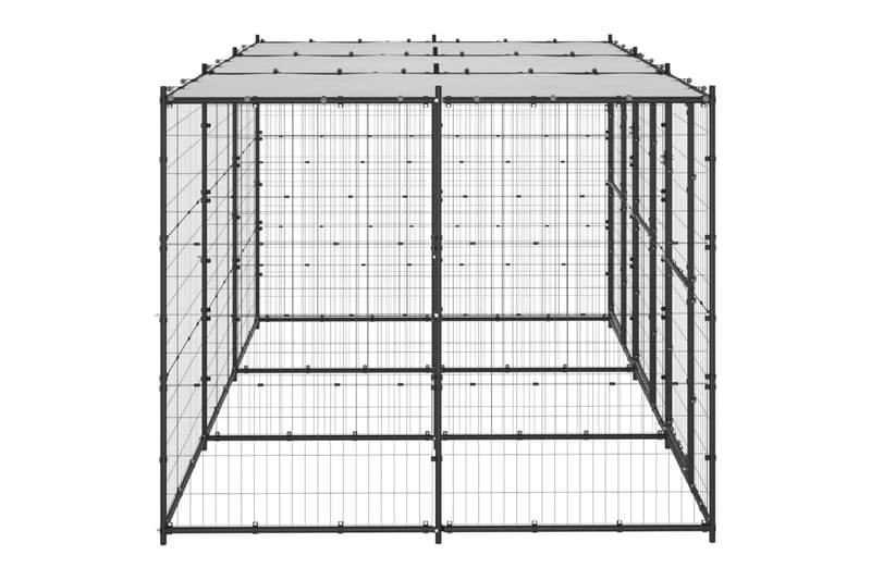 Utendørs hundegård med tak 7,26 m² stål - Svart - Sport & fritid - Til dyrene - For hund - Hundemøbler