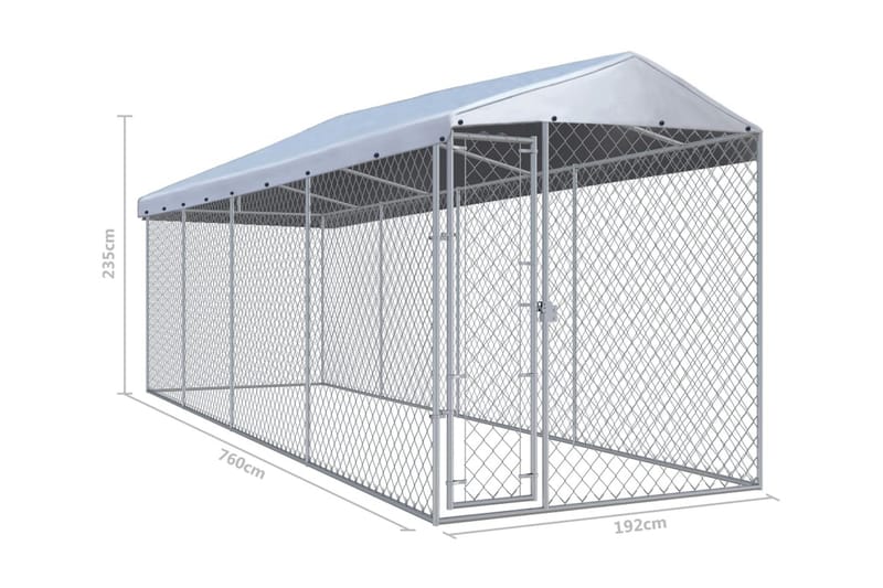 Utendørs hundegård med tak 760x190x225 cm - Sport & fritid - Til dyrene - For hund - Hundemøbler