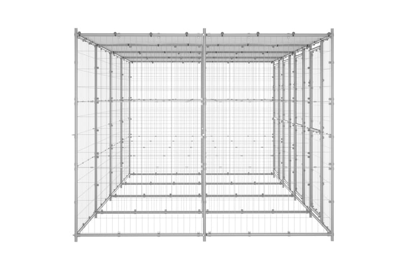 Utendørs hundegård med tak 9,68 m² galvanisert stål - Silver - Sport & fritid - Til dyrene - For hund - Hundemøbler