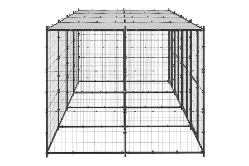 Utendørs hundegård med tak 9,68 m² stål - Svart - Sport & fritid - Til dyrene - For hund - Hundemøbler