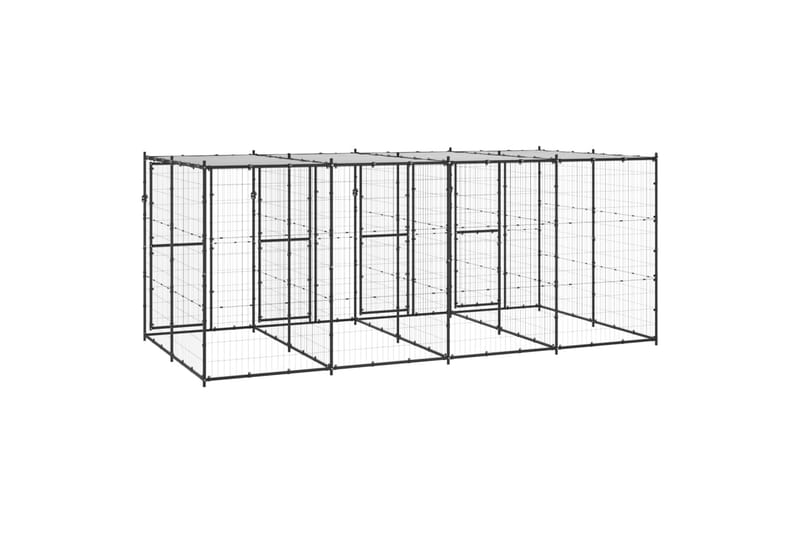 Utendørs hundegård med tak 9,68 m² stål - Svart - Sport & fritid - Til dyrene - For hund - Hundemøbler