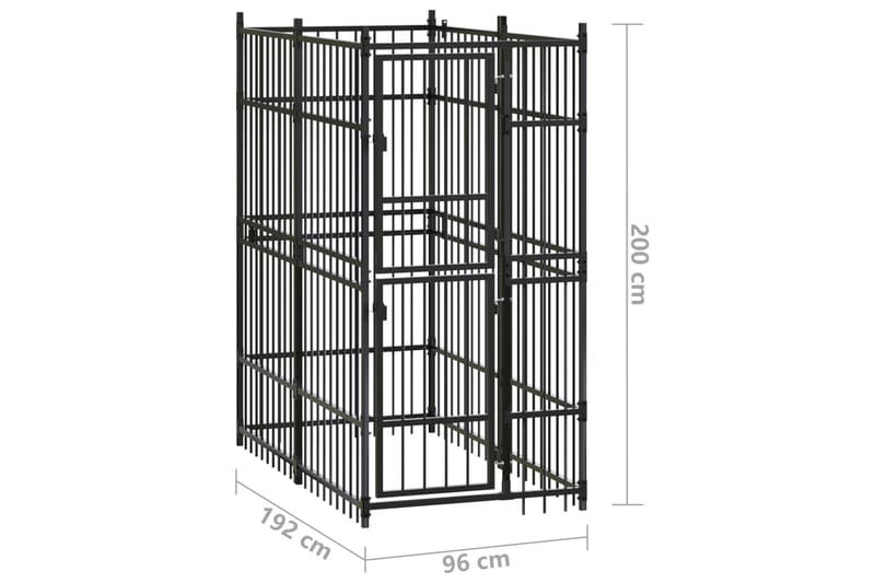 Utendørs hundegård stål 1,84 m² - Svart - Hundemøbler - Hundegrind & hundegjerde - Hundehus & hundegård