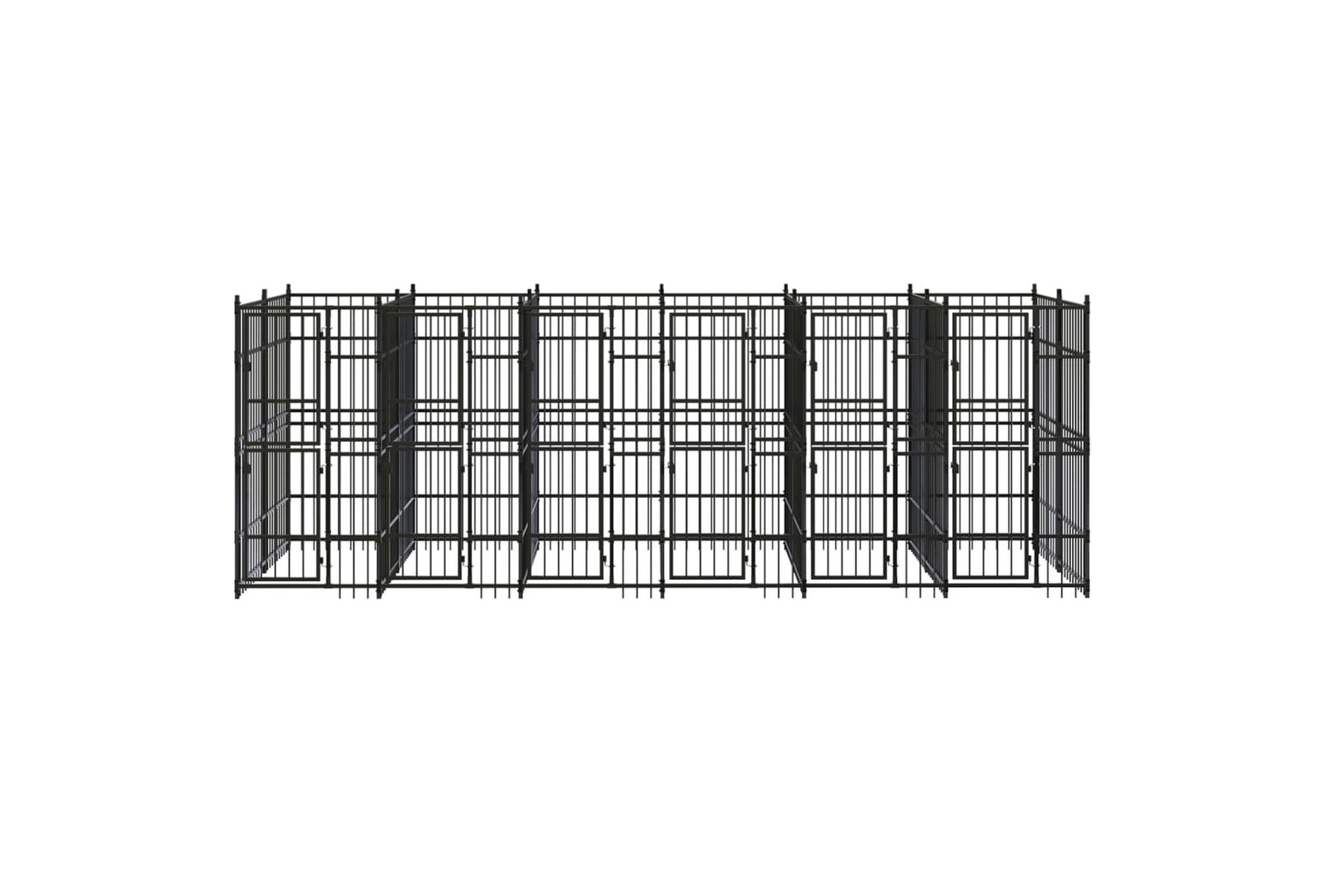 Utendørs hundegård stål 11,06 m² - Svart - Sport & fritid - Til dyrene - For hund - Hundemøbler
