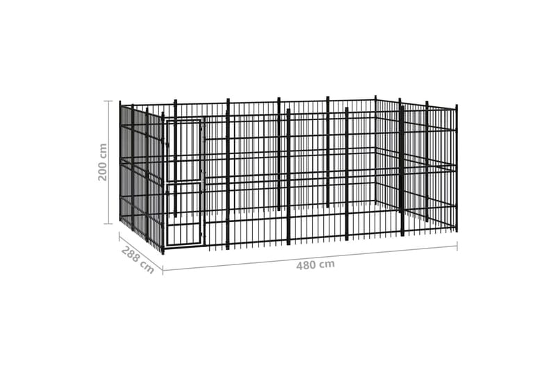 Utendørs hundegård stål 13,82 m² - Svart - Sport & fritid - Til dyrene - For hund - Hundemøbler