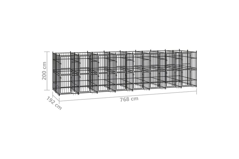 Utendørs hundegård stål 14,75 m² - Svart - Hundemøbler - Hundegrind & hundegjerde - Hundehus & hundegård