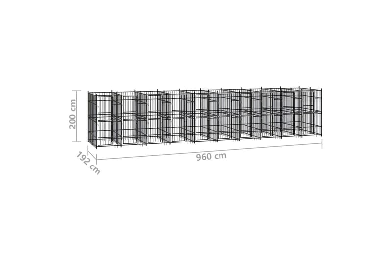 Utendørs hundegård stål 18,43 m² - Svart - Hundemøbler - Hundegrind & hundegjerde - Hundehus & hundegård