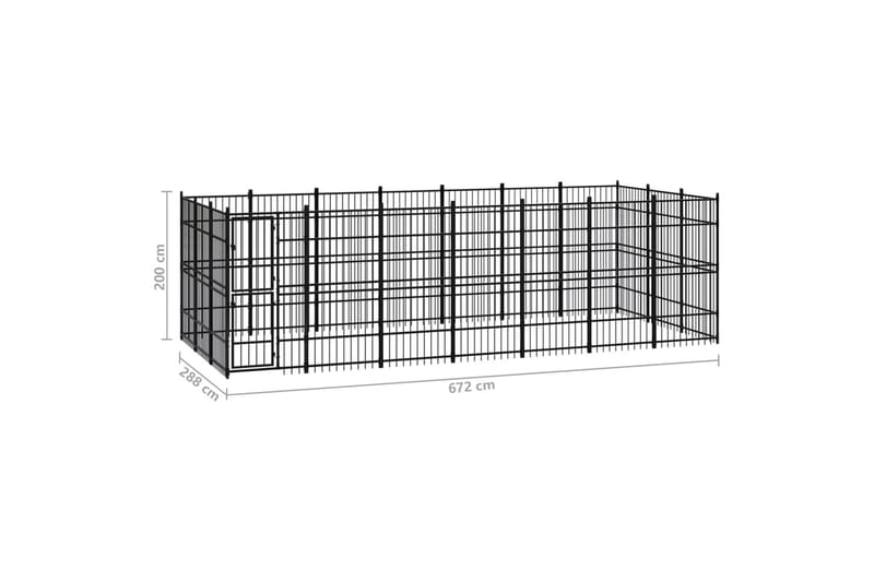 Utendørs hundegård stål 19,35 m² - Svart - Sport & fritid - Til dyrene - For hund - Hundemøbler