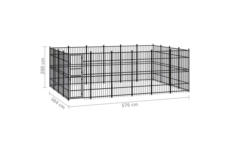 Utendørs hundegård stål 22,12 m² - Svart - Sport & fritid - Til dyrene - For hund - Hundemøbler