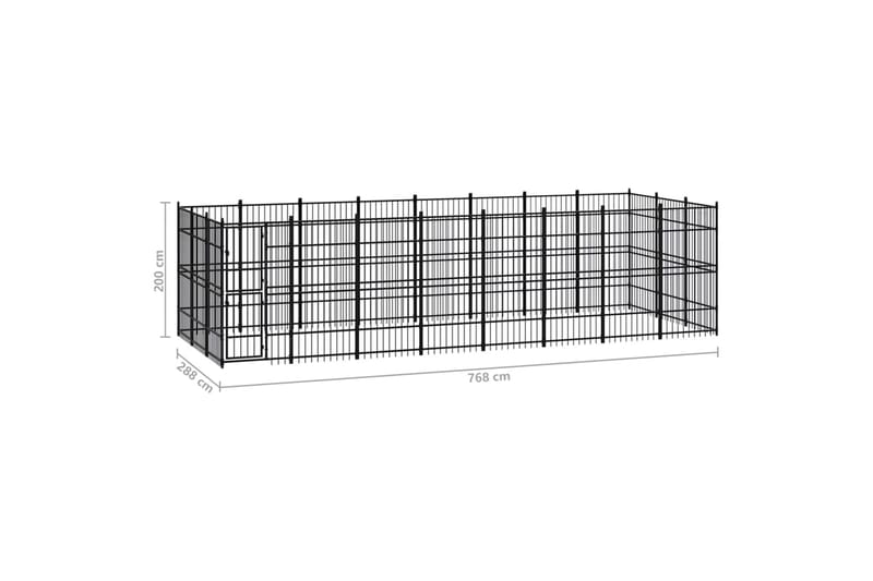 Utendørs hundegård stål 22,12 m² - Svart - Sport & fritid - Til dyrene - For hund - Hundemøbler
