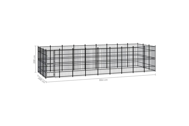 Utendørs hundegård stål 24,88 m² - Svart - Sport & fritid - Til dyrene - For hund - Hundemøbler