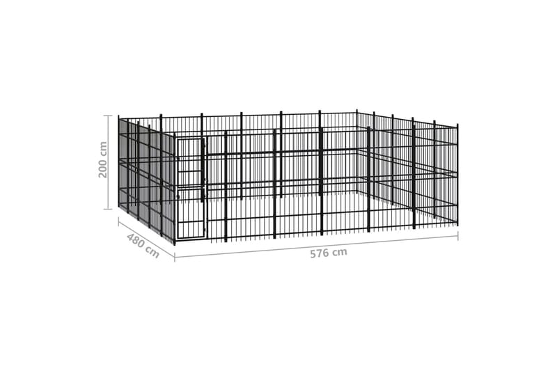 Utendørs hundegård stål 27,65 m² - Svart - Sport & fritid - Til dyrene - For hund - Hundemøbler