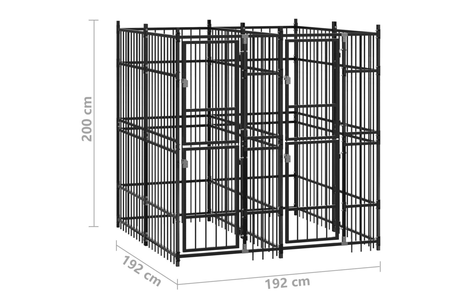Utendørs hundegård stål 3,69 m² - Svart - Sport & fritid - Til dyrene - For hund - Hundemøbler