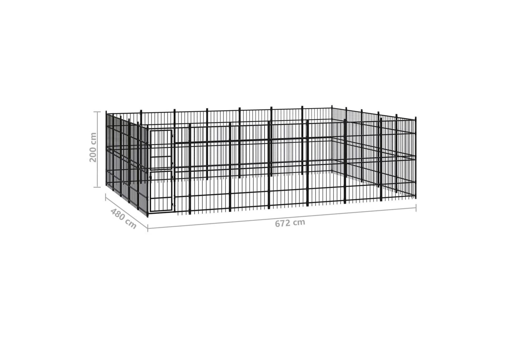 Utendørs hundegård stål 32,26 m² - Svart - Sport & fritid - Til dyrene - For hund - Hundemøbler