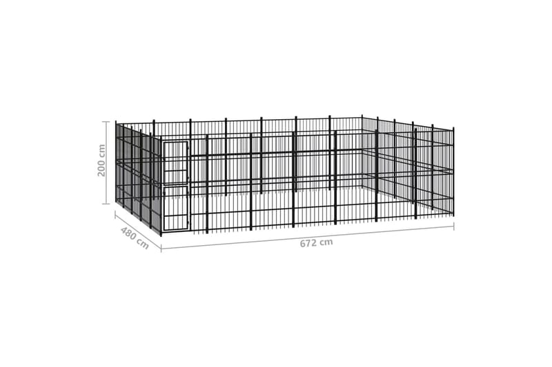 Utendørs hundegård stål 32,26 m² - Svart - Sport & fritid - Til dyrene - For hund - Hundemøbler