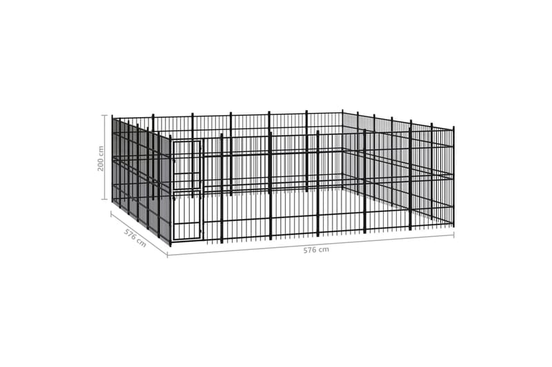 Utendørs hundegård stål 33,18 m² - Svart - Sport & fritid - Til dyrene - For hund - Hundemøbler