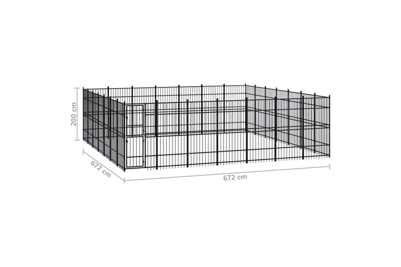 Utendørs hundegård stål 45,16 m² - Svart - Sport & fritid - Til dyrene - For hund - Hundemøbler