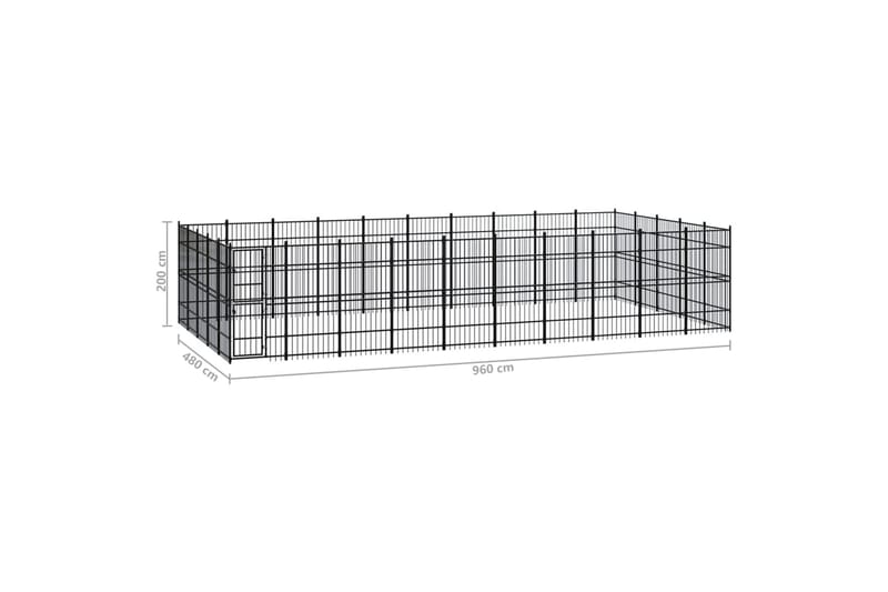 Utendørs hundegård stål 46,08 m² - Svart - Sport & fritid - Til dyrene - For hund - Hundemøbler