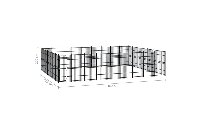 Utendørs hundegård stål 58,06 m² - Svart - Sport & fritid - Til dyrene - For hund - Hundemøbler