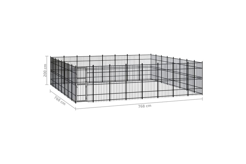 Utendørs hundegård stål 58,98 m² - Svart - Sport & fritid - Til dyrene - For hund - Hundemøbler