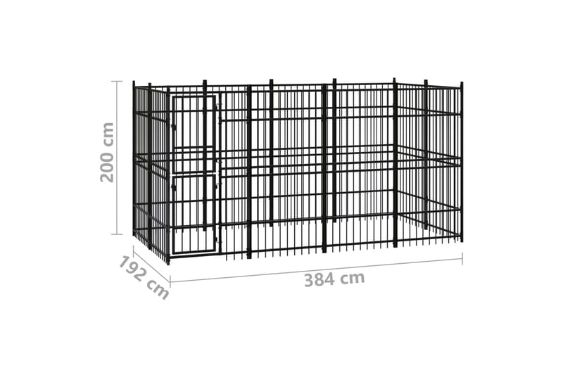Utendørs hundegård stål 7,37 m² - Svart - Sport & fritid - Til dyrene - For hund - Hundemøbler
