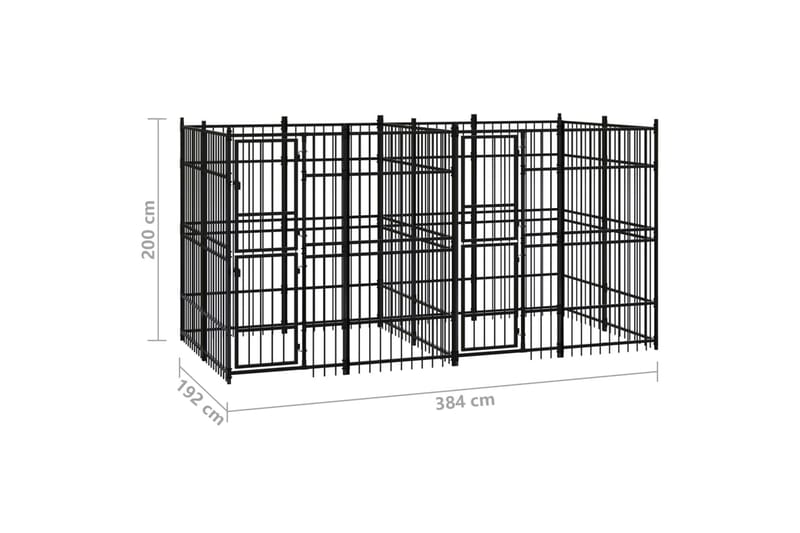 Utendørs hundegård stål 7,37 m² - Svart - Sport & fritid - Til dyrene - For hund - Hundemøbler