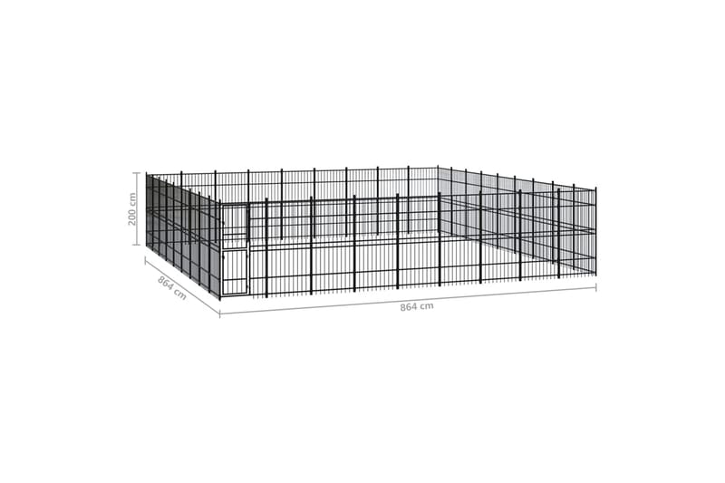 Utendørs hundegård stål 74,65 m² - Svart - Sport & fritid - Til dyrene - For hund - Hundemøbler