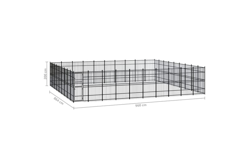 Utendørs hundegård stål 82,94 m² - Svart - Sport & fritid - Til dyrene - For hund - Hundemøbler