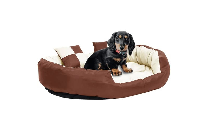 Vendbar og vaskbar hundepute brun og kremhvit 110x80x23 cm - Brun - Hundemøbler - Hundekurv & hundeseng