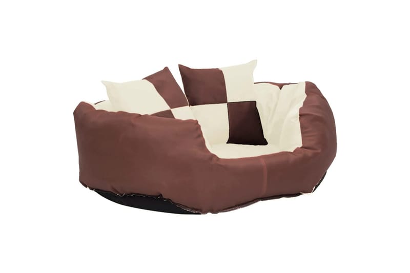 Vendbar og vaskbar hundepute brun og kremhvit 65x50x20 cm - Brun - Sport & fritid - Til dyrene - For hund - Hundemøbler