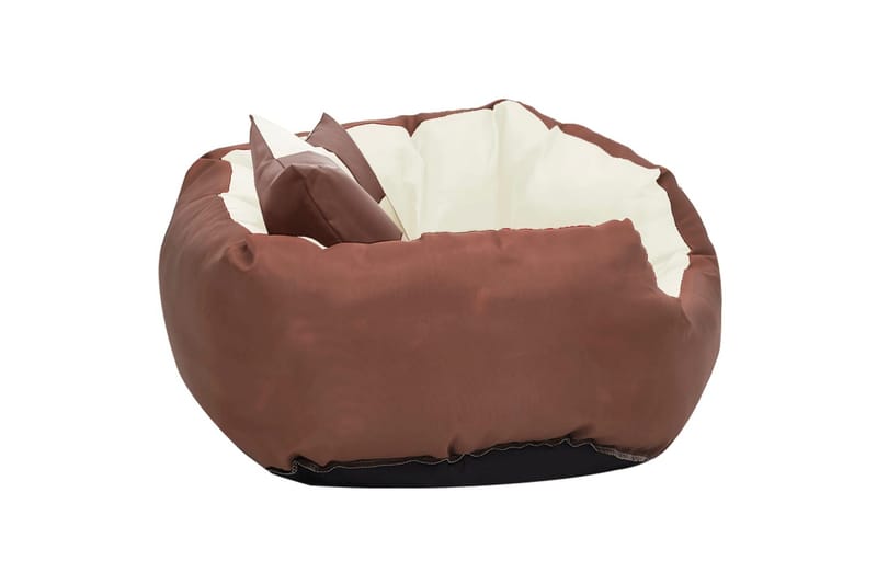 Vendbar og vaskbar hundepute brun og kremhvit 65x50x20 cm - Brun - Sport & fritid - Til dyrene - For hund - Hundemøbler