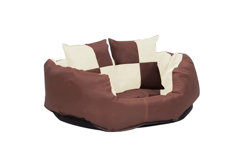 Vendbar og vaskbar hundepute brun og kremhvit 65x50x20 cm - Brun - Sport & fritid - Til dyrene - For hund - Hundemøbler