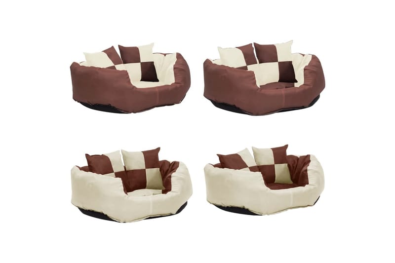 Vendbar og vaskbar hundepute brun og kremhvit 65x50x20 cm - Brun - Sport & fritid - Til dyrene - For hund - Hundemøbler